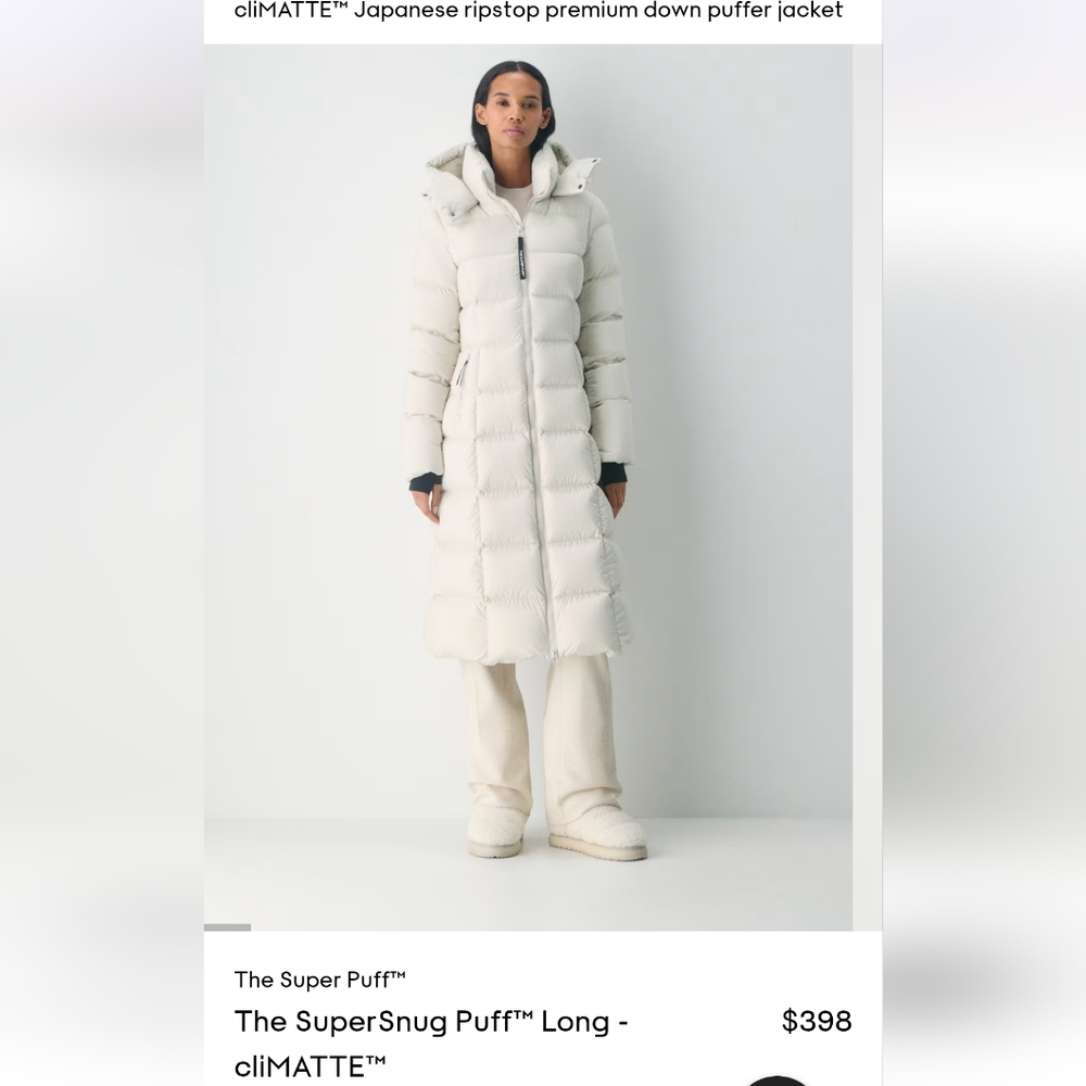 Aritzia White SuperSnug Puff Long Jacket